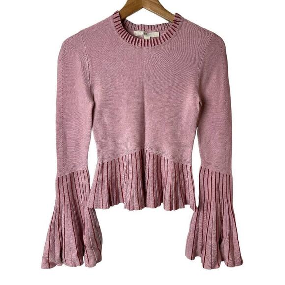 Jonathan Simkhai Pink Bell Sleeves Knit Sweater Women's Size XS - Picture 2 of 7
